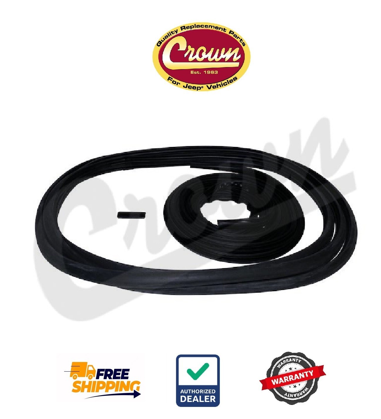 New Crown 55019988K Windshield Weatherstrip Kit for 1987-1995 Jeep Wrangler YJ