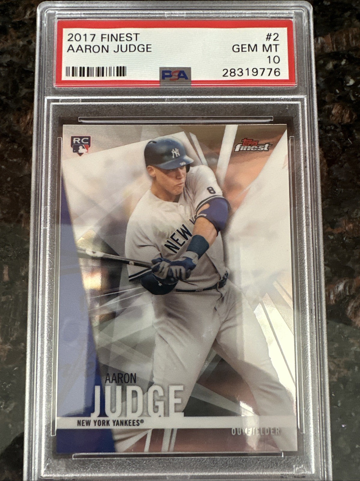2017 Topps Finest - Aaron Judge #2 (RC) 🔥 Rookie 💎 PSA 10 GEM MINT 💎  YANKEES
