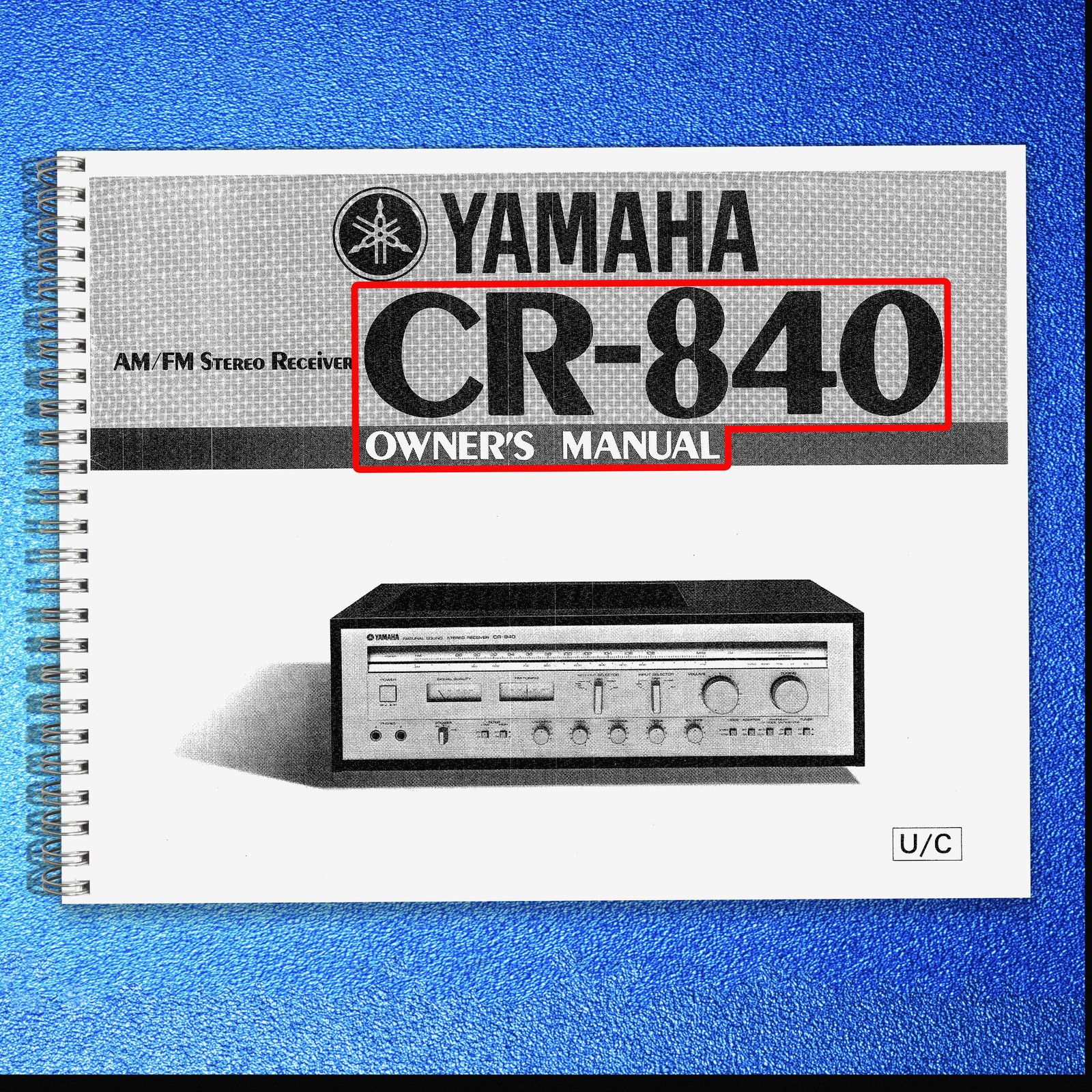 YAMAHA CR-840 OWNERS MANUAL - METAL SPIRAL BOUND - PROTECTIVE COVERS