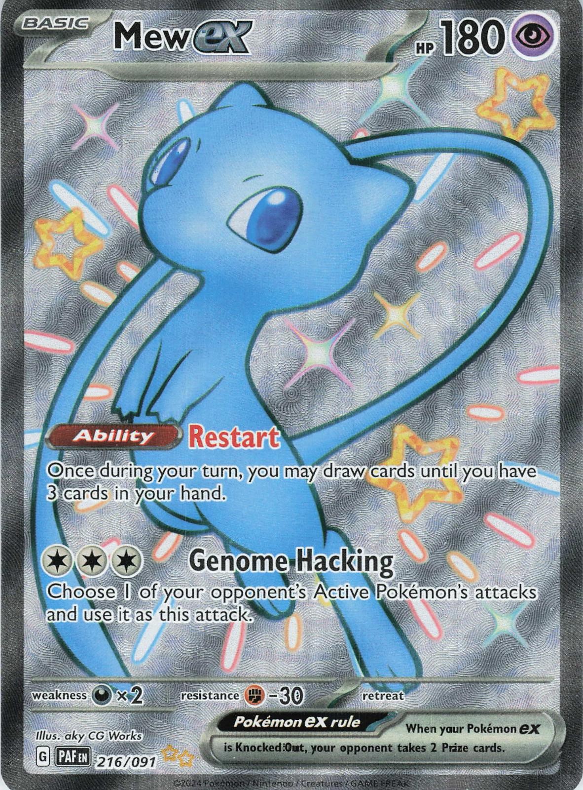 Mew ex 216/091 Shiny Ultra Rare Paldean Fates Pokemon Holo Near Mint Mew ex 216/091 Shiny Ultra Rare Paldean Fates Pokemon Holo Near Mint