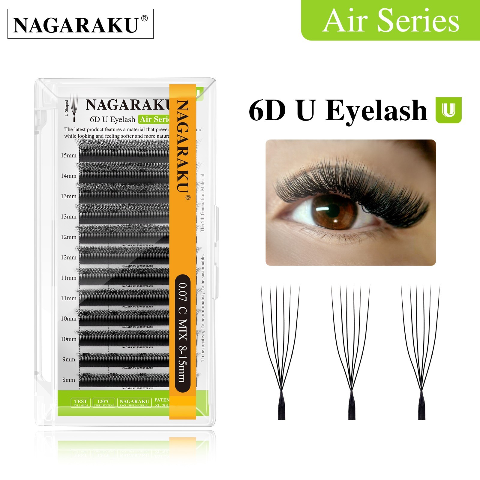 NAGARAKU U Shape 6D Soft Light Natural Eyelash Extensions Mink Faux Makeup