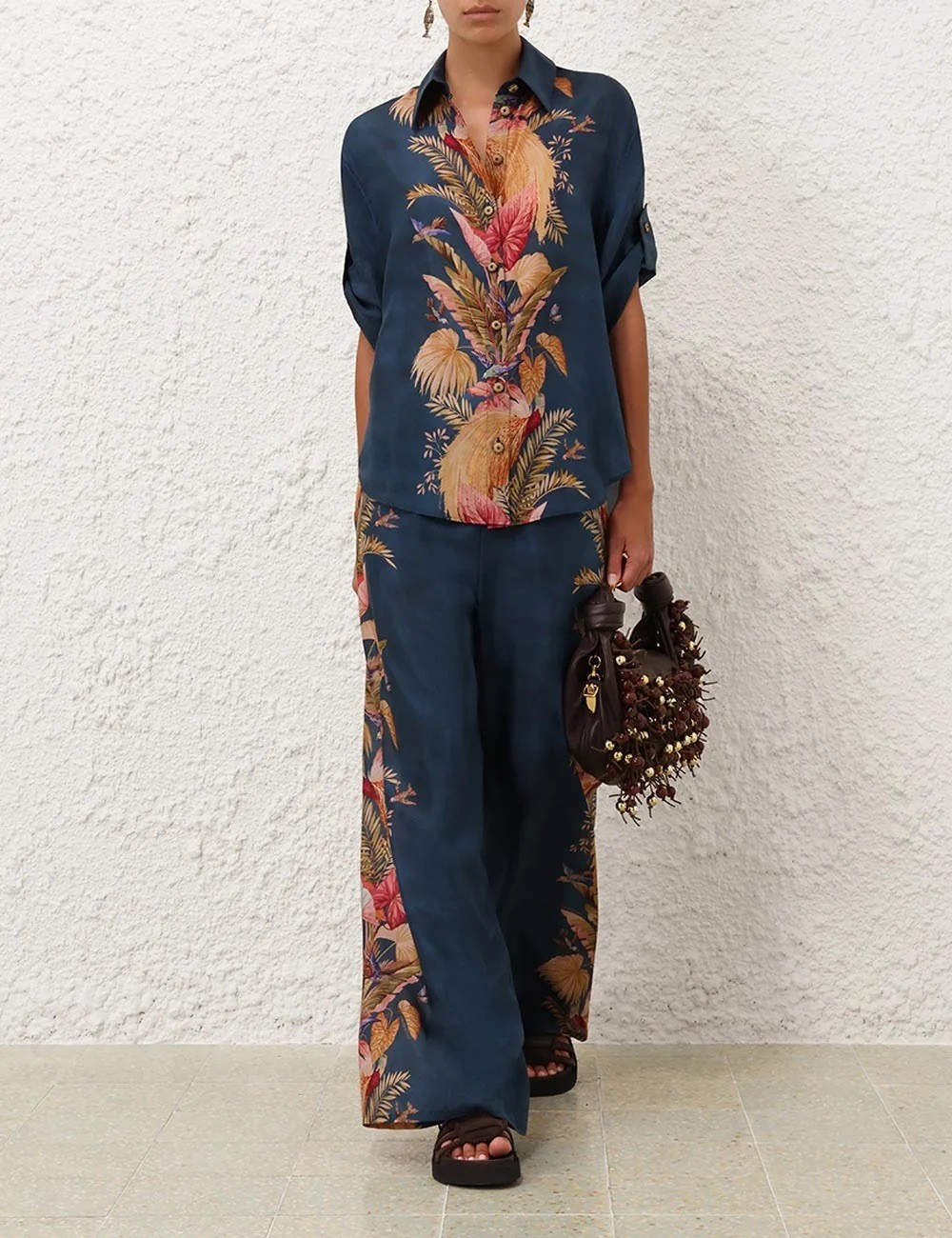 Zimmermann Ascension Set Size 3/ 14AU/ 10US Top & Pants Silk Navy Blue￼