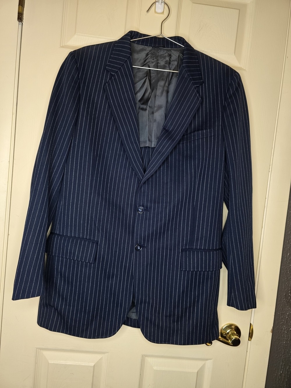 VTG 70s Sears Tailored Clothing Navy Blue Pinstripe Suit Jacket Blazer Approx 40 VTG 70s Sears Tailored Clothing Navy Blue Pinstripe Suit Jacket Blazer Approx 40