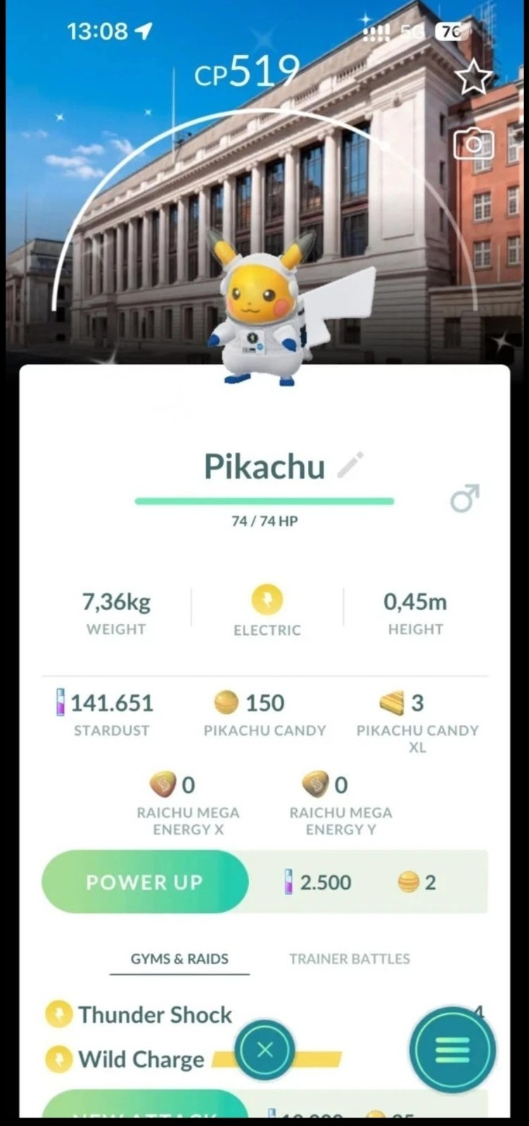 Shiny Pikachu Astronaut Costume Location Background✨️ Pokémon Trade✨️ GO