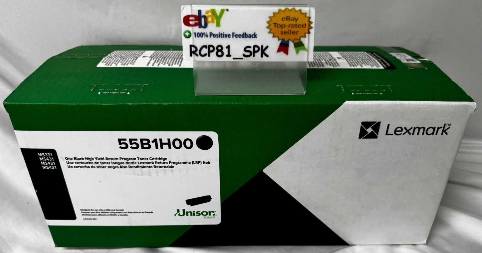 Genuine Lexmark 55B1H00 Black High Yield Toner Brand New Free Overnight Shipping Genuine Lexmark 55B1H00 Black High Yield Toner Brand New Free Overnight Shipping