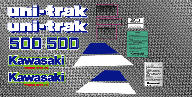 1986 86 Kawasaki KX500 14pc Radiator Shroud Swingarm vintage Decals Stickers KX 