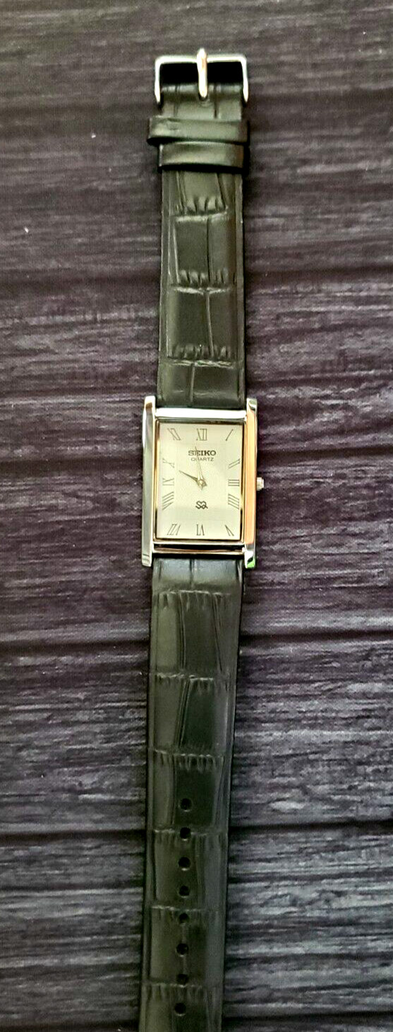 Vintage Tank Rectangular White Dial Leather band Men Dress Watch New Mvt * Batt- Vintage Tank Rectangular White Dial Leather band Men Dress Watch New Mvt * Batt-