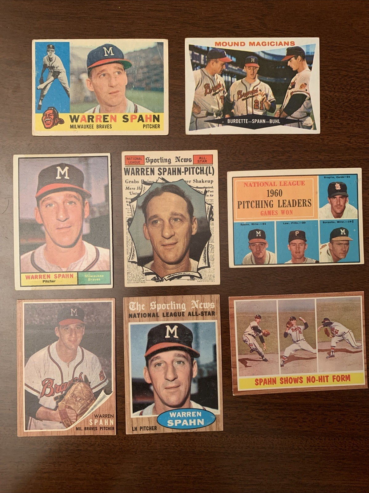 1960–61–62 Topps MLB Baseball Star(8)CARDS MIL Braves Warren Spahn High#News+LDR 1960–61–62 Topps MLB Baseball Star(8)CARDS MIL Braves Warren Spahn High#News+LDR