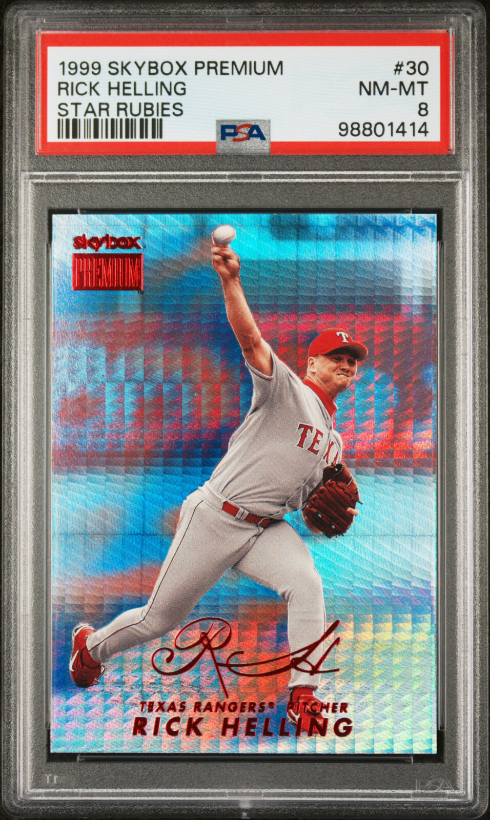 1999 SKYBOX PREMIUM STAR RUBIES #30 RICK HELLING PMG PSA 8 NM-MT TOP POP #02/50