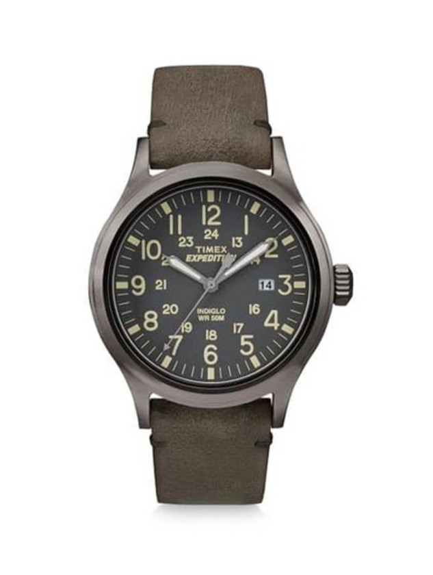 Timex Expedition Scout Watch Men 40mm Black Dial Gray Tone Date UNIQUE STRAP