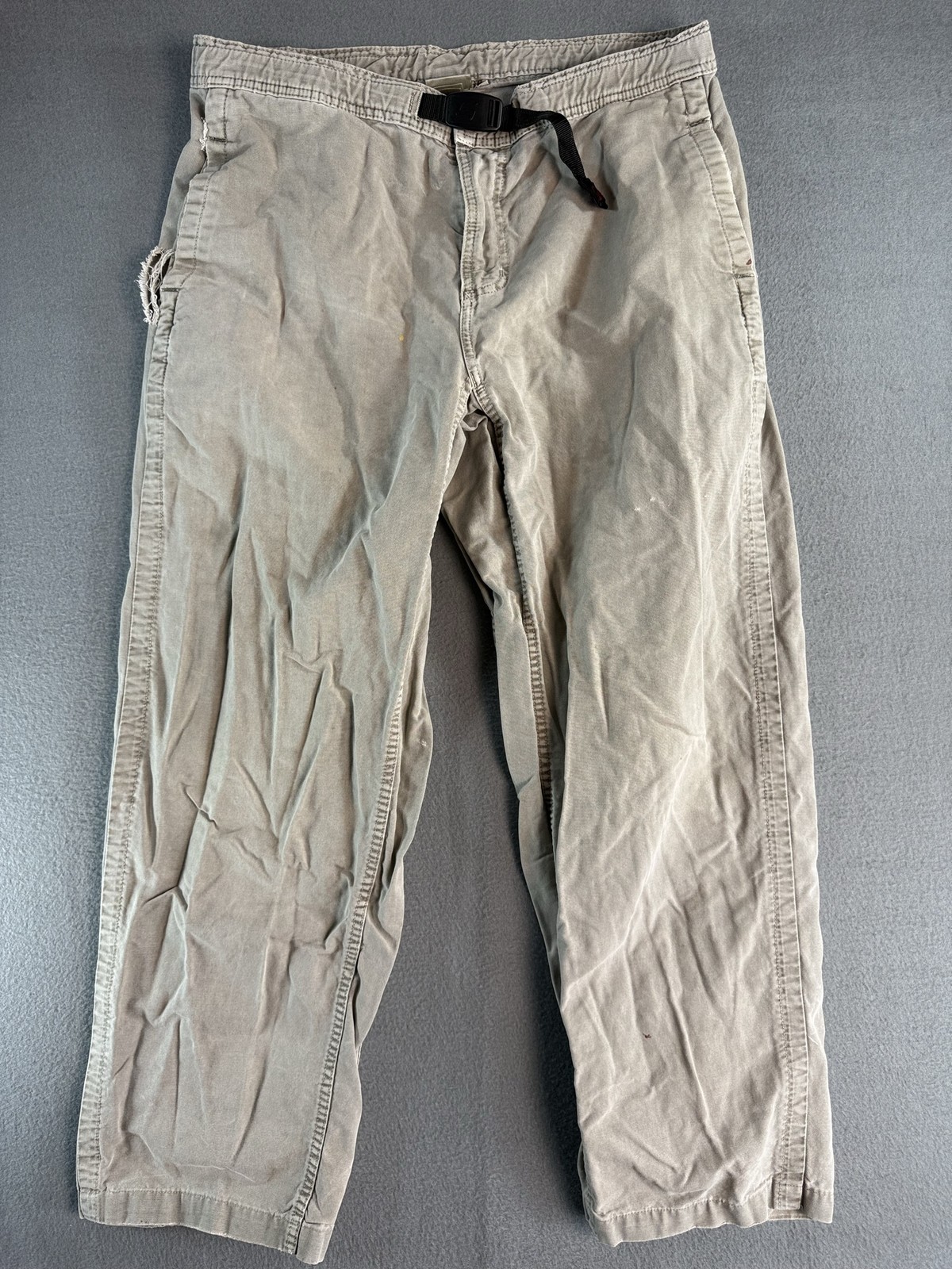 Gramicci Original Freedom Pants Mens 34x28 Beige Relaxed Fit Canvas USA FLAW Gramicci Original Freedom Pants Mens 34x28 Beige Relaxed Fit Canvas USA FLAW