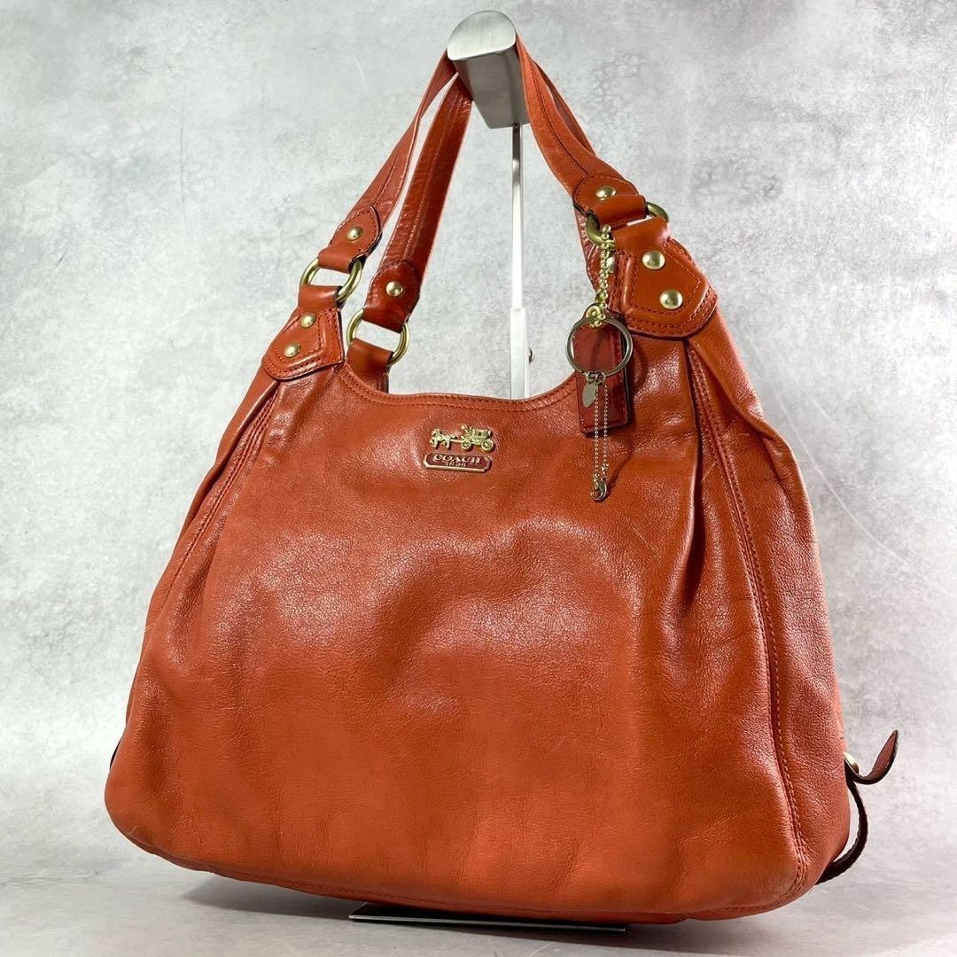 Coach 14336 Madison Maggie Hobo Shoulder Bag HandBag Leather Orange-brown