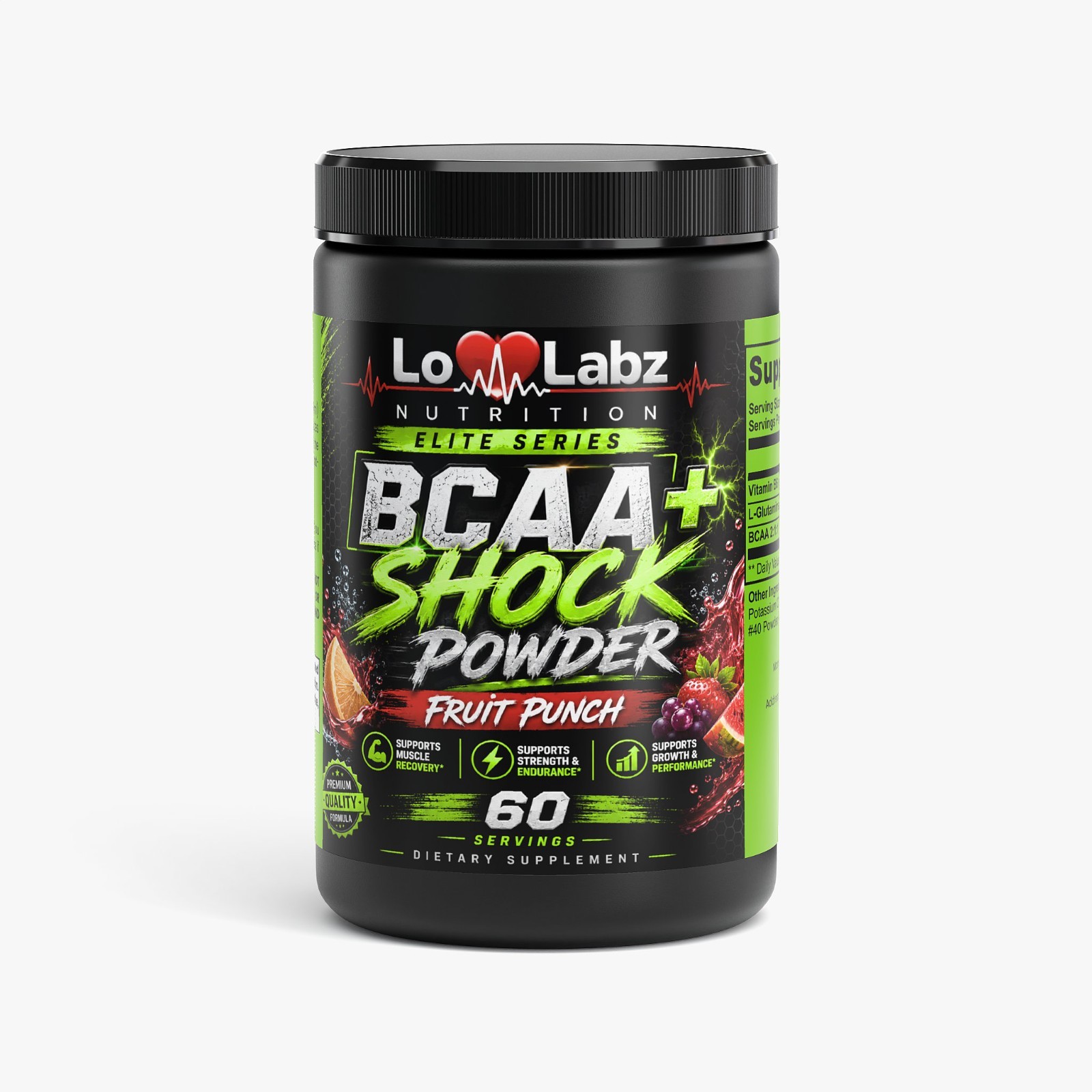 Lo Labz Nutrition BCAA Shock Powder (Fruit Punch) 60 Servings 