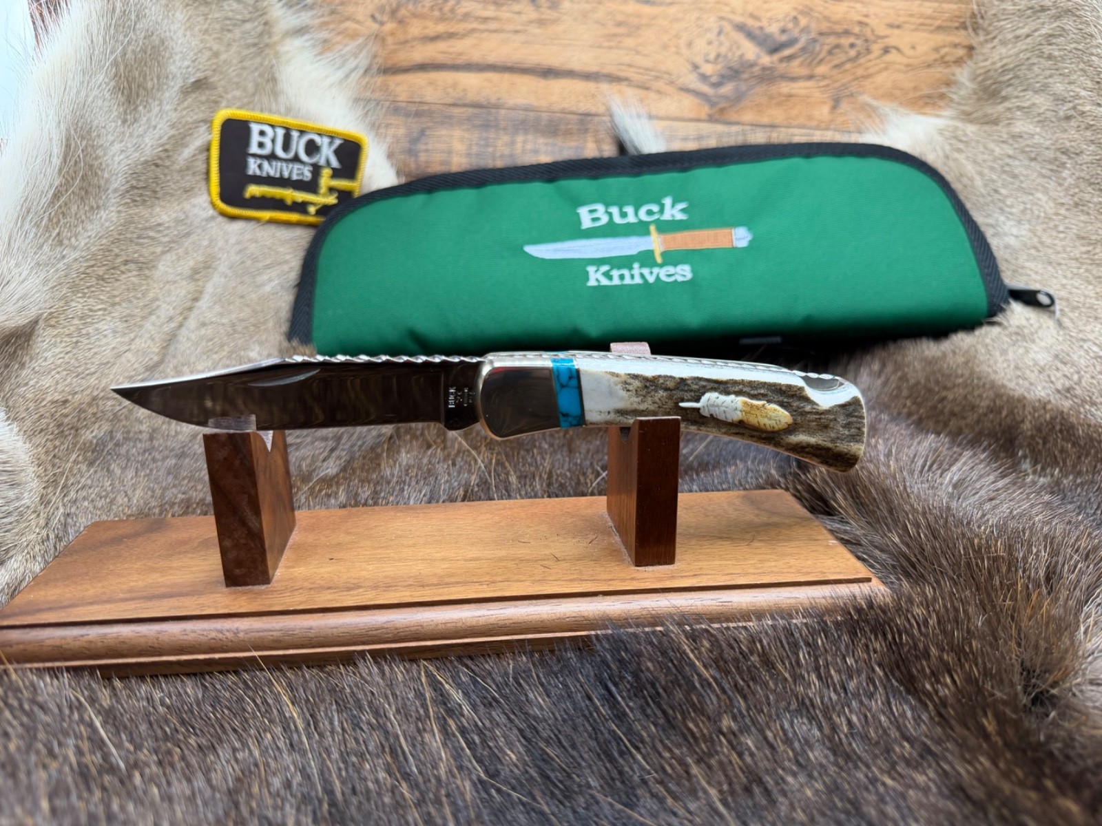 Buck WBC 110 Knife Stag Handle Stainless Blade & Feature Leather Sheath Mint Box