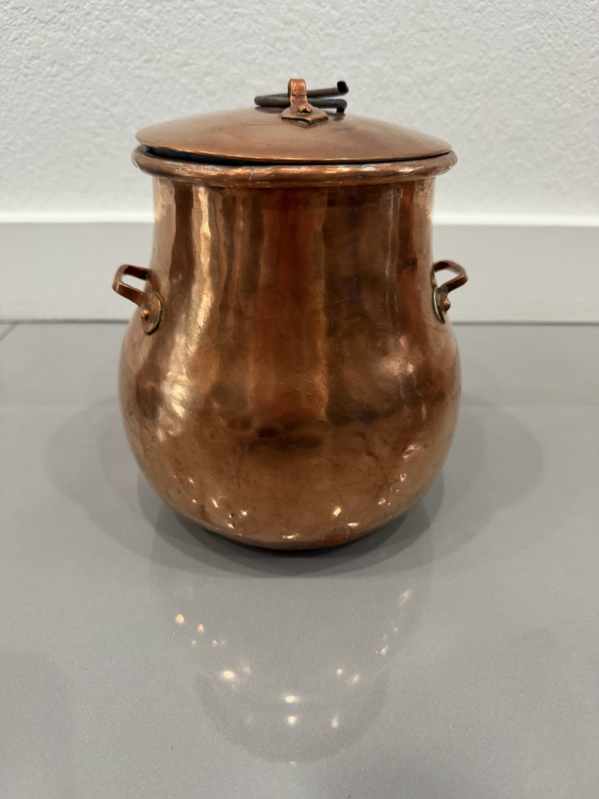 Antique Copper With Handles Pot with Lid B