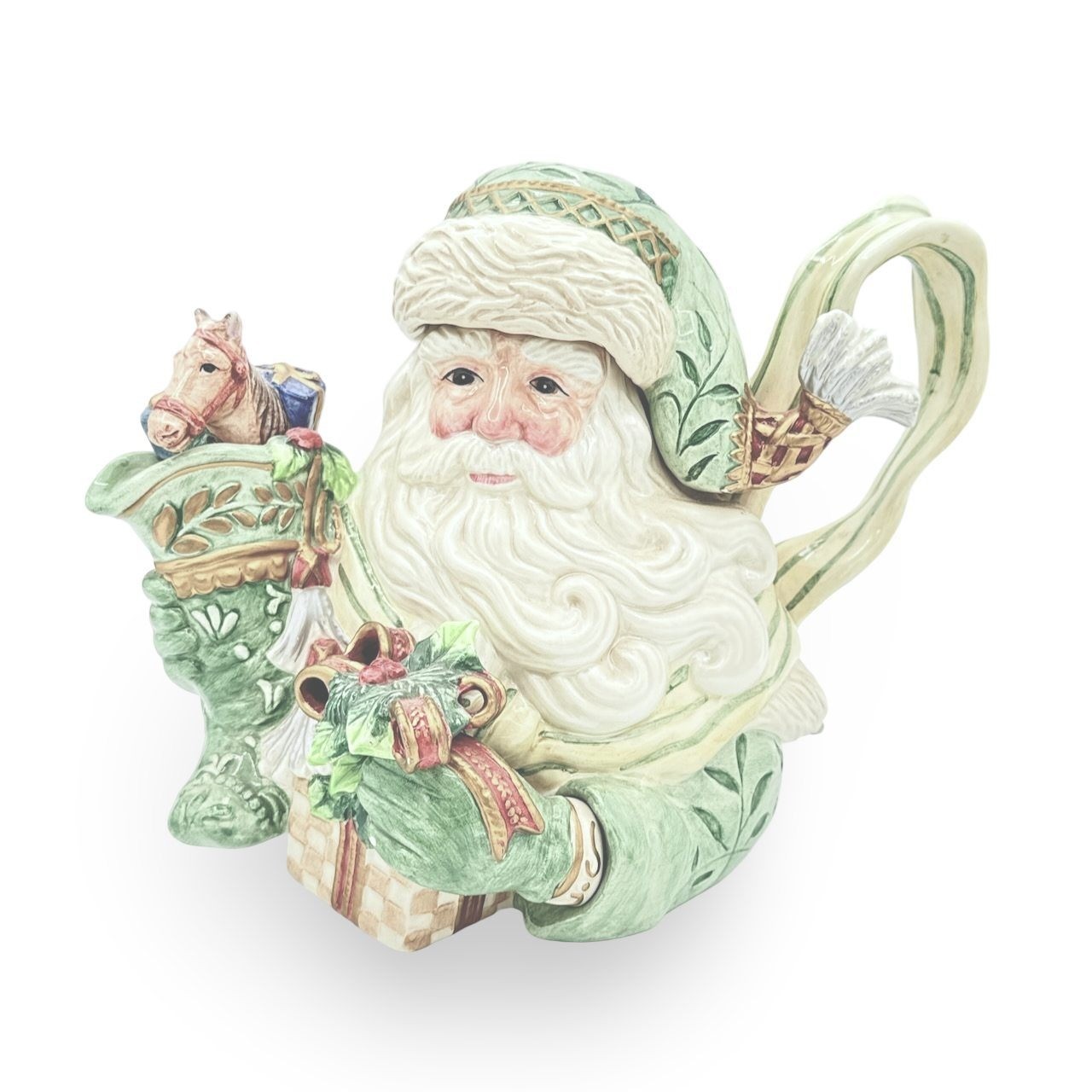 Fitz & Floyd Vintage Gregorian Collection Santa Claus Figural Teapot Christmas