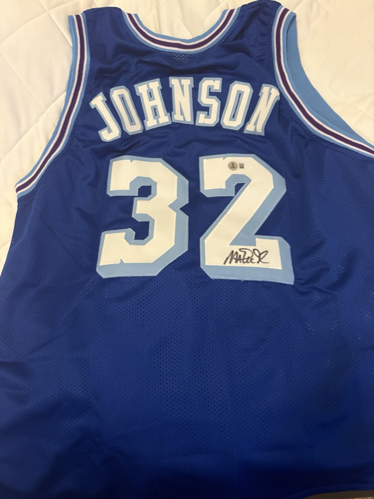 Magic Johnson Signed Blue Custom Jersey XL COA LA Lakers Magic Johnson Signed Blue Custom Jersey XL COA LA Lakers