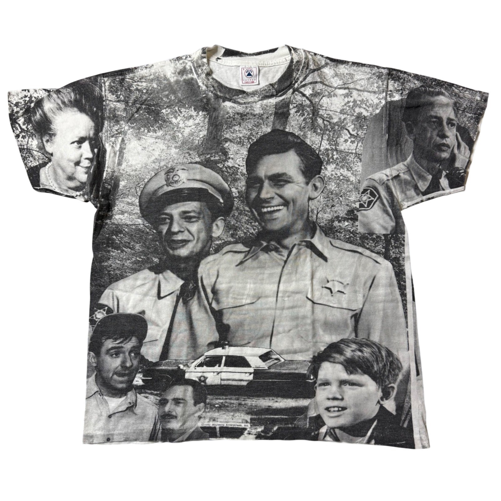 Vintage 1992 Andy Griffith Show All Over Print T-Shirt Mens Large Delta USA Made