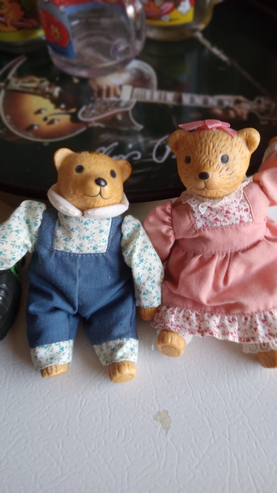 Vtg  Miniature Porcelain Teddy Bear Dolls Russ  Couple EUC
