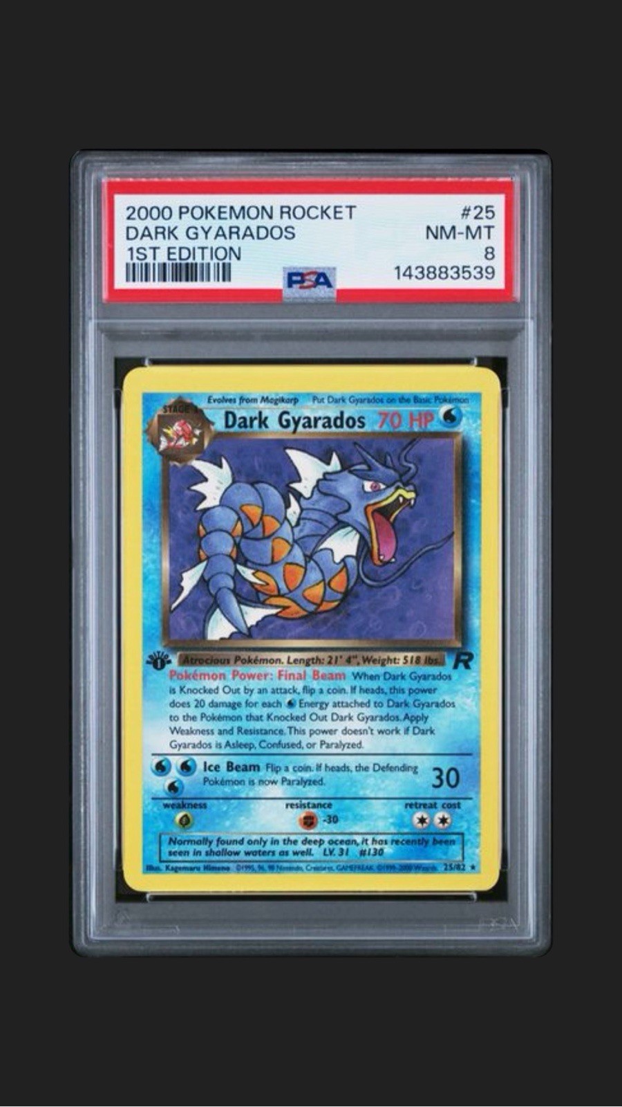 2000 Pokemon Rocket Dark Gyarados 1st Edition 25/82 PSA 8