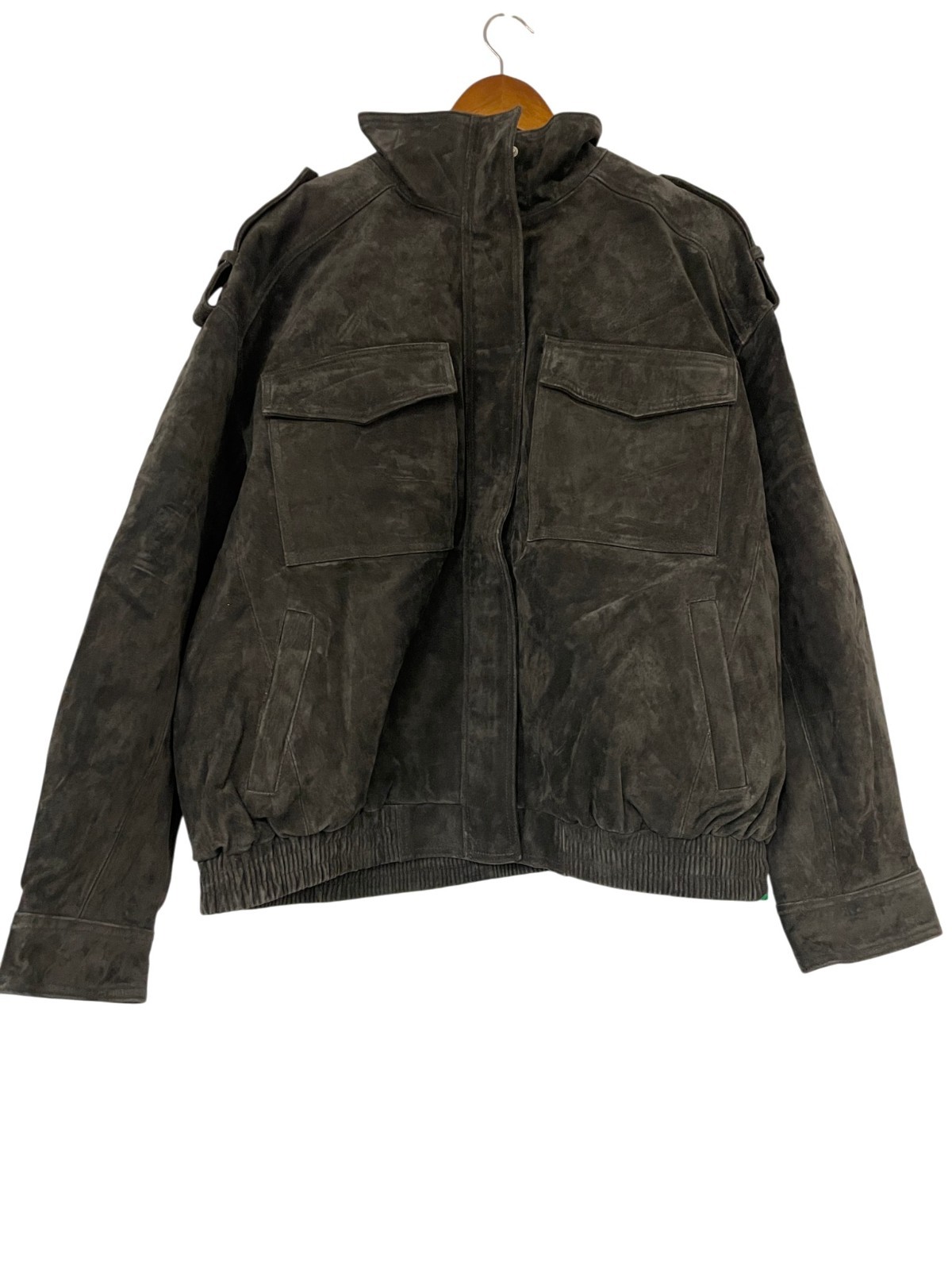 Zara Womens Suede Gray Bomber Jacket XL Leather Collection 4341/770 NWOT