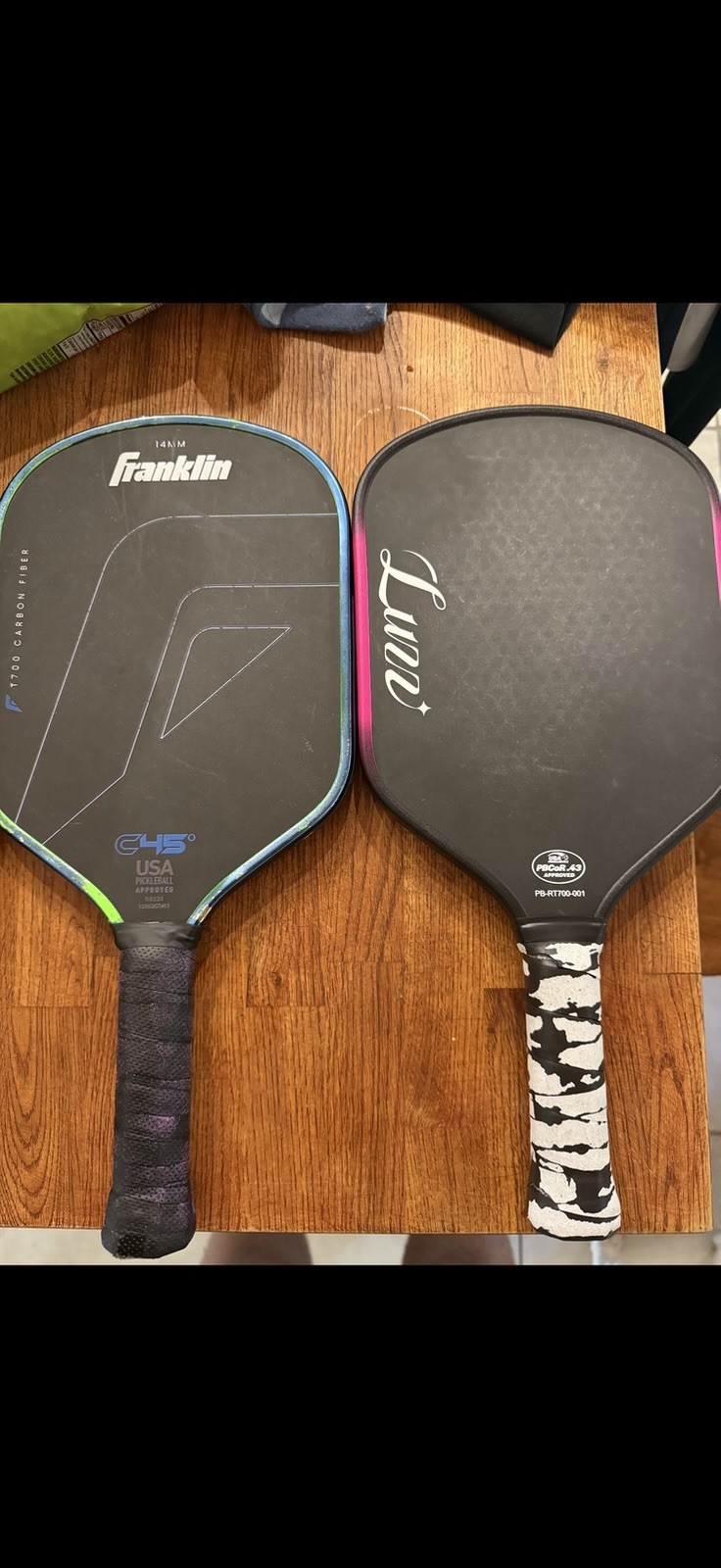 Bundle: Franklin C45 Carbon Fiber 14mm Pickleball Paddle +Luzz Pickleball Paddle