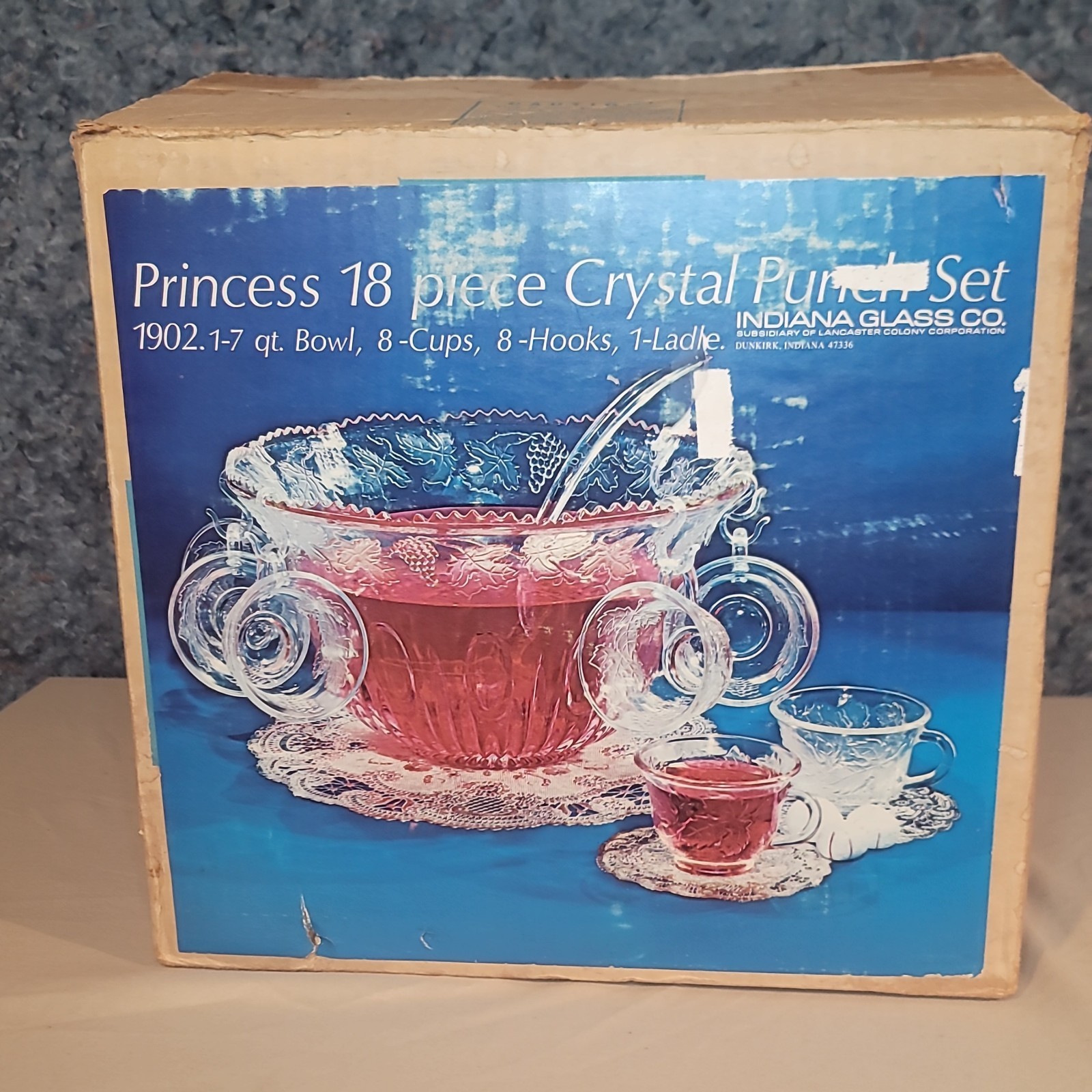 Vintage Princess 18 Piece Punch Set with Box Indiana Glass Company, opened NIB Vintage Princess 18 Piece Punch Set with Box Indiana Glass Company, opened NIB