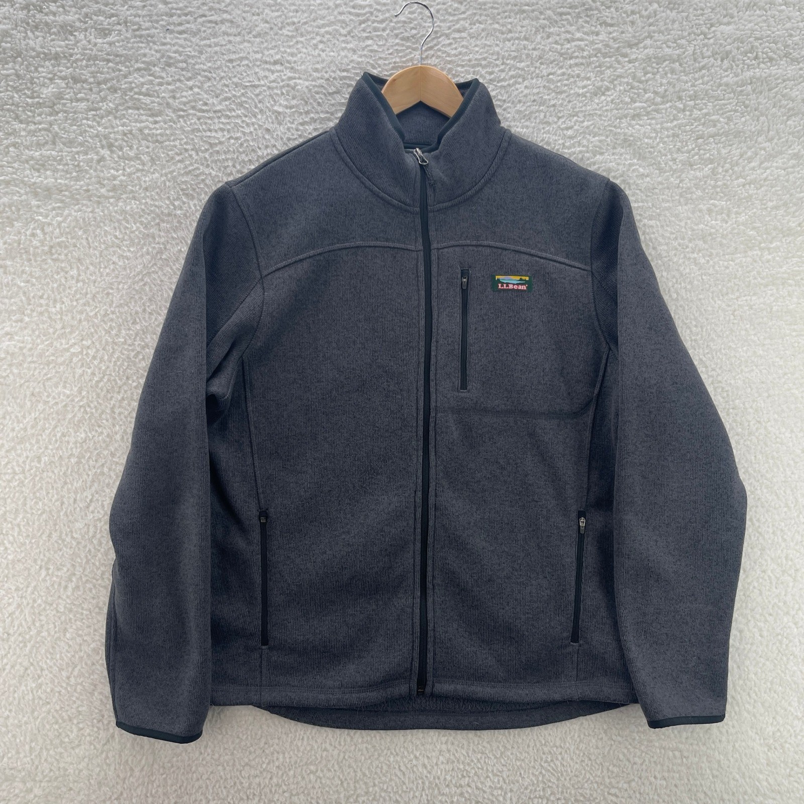 LL Bean Sweater Fleece Jacket Men Large Gray Slightly Fitted Outdoor Preppy Logo LL Bean Sweater Fleece Jacket Men Large Gray Slightly Fitted Outdoor Preppy Logo