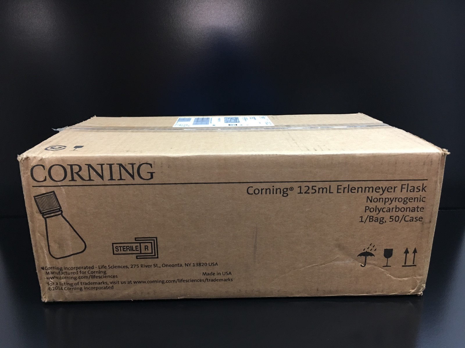 Corning REF 431143 Polycarbonate Erlenmeyer Flask with Vent Cap 125mL Case Corning REF 431143 Polycarbonate Erlenmeyer Flask with Vent Cap 125mL Case