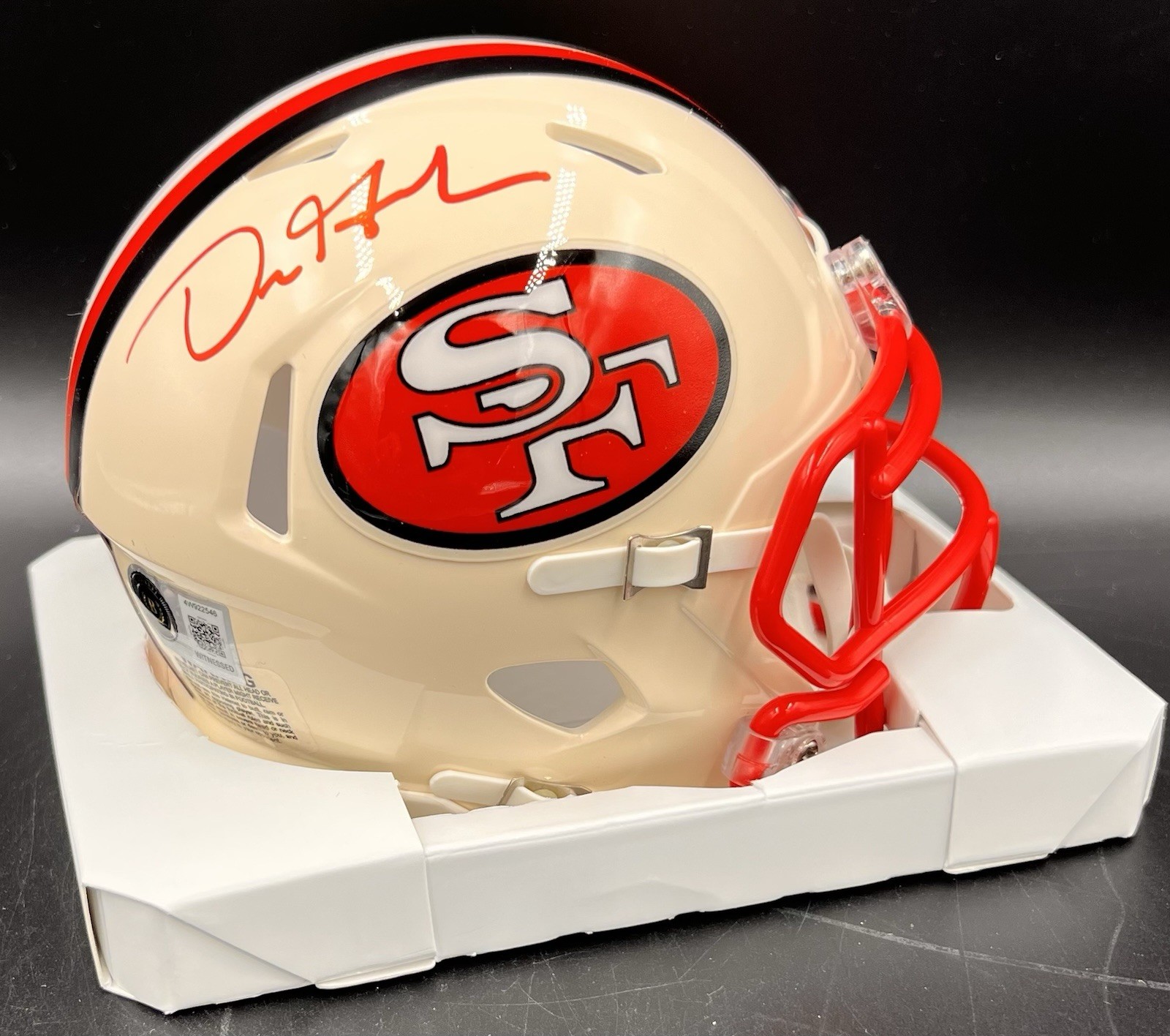 Dre Greenlaw Signed Autographed SF 49ers Retro Mini Helmet Beckett BAS Dre Greenlaw Signed Autographed SF 49ers Retro Mini Helmet Beckett BAS