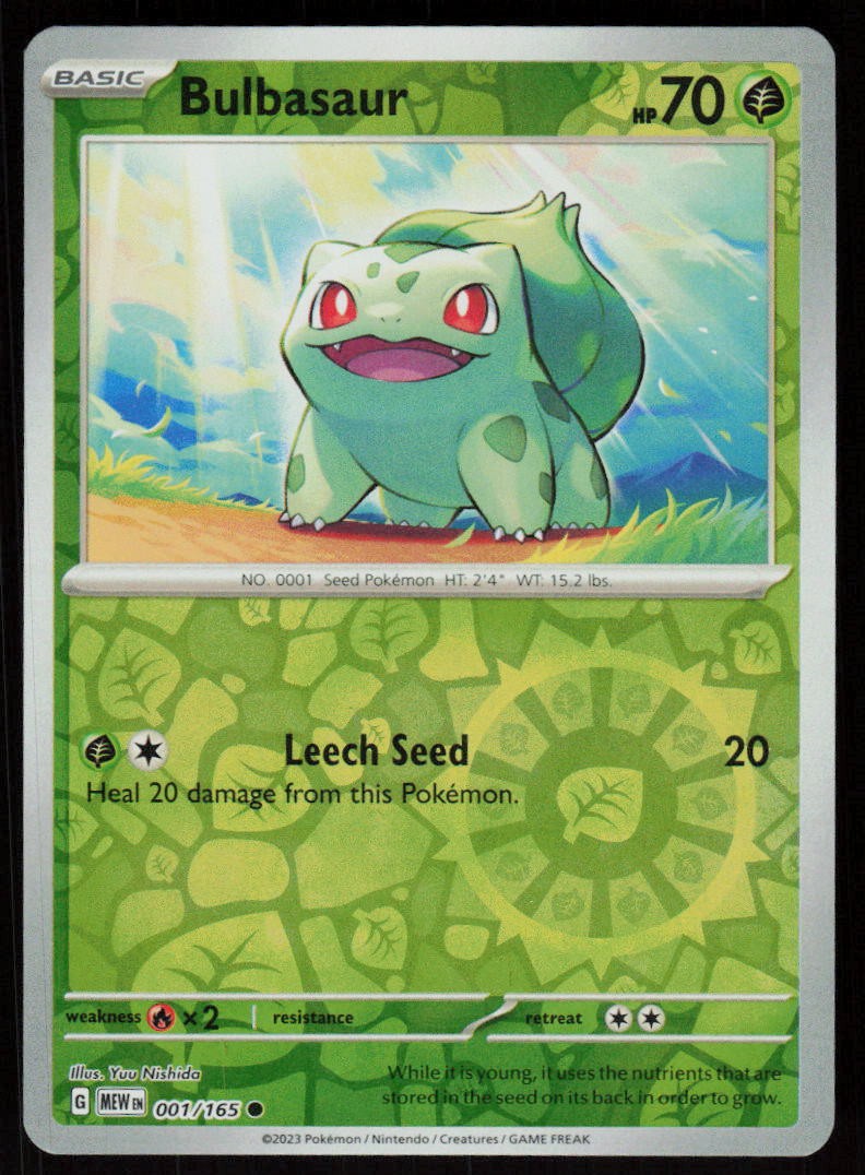 Bulbasaur 001/165 Common 151 Pokemon Reverse Holo Near Mint