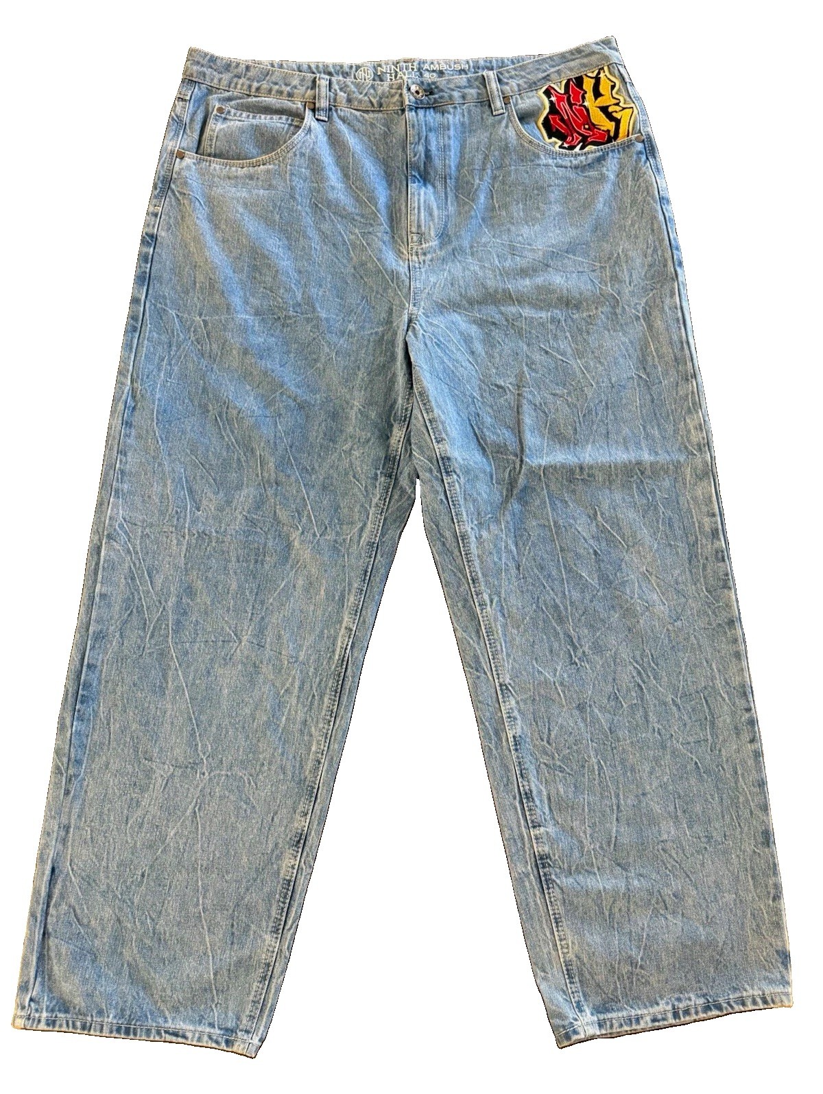 Ninth Hall Ambush Men’s Denim Straight Jeans, Embroidered Dragon Logo, Size 40