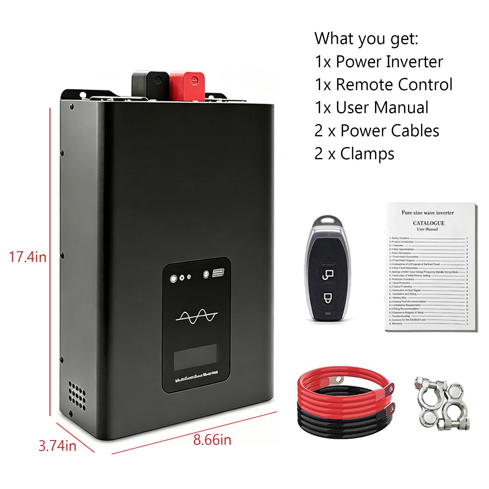 12000W Pure Sine Wave Inverter Off-Grid 24V 48V 72V To 110V High Efficiency 92%
