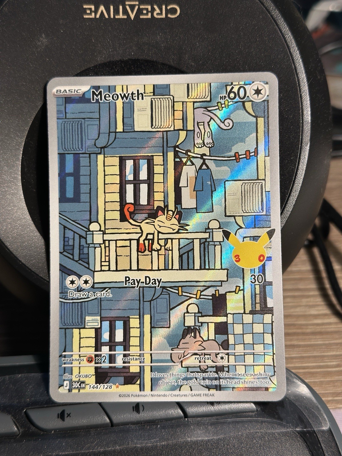 Pokémon 30th Anniversary Meowth Illustration Rare 144/128 Pokémon 30th Anniversary Meowth Illustration Rare 144/128