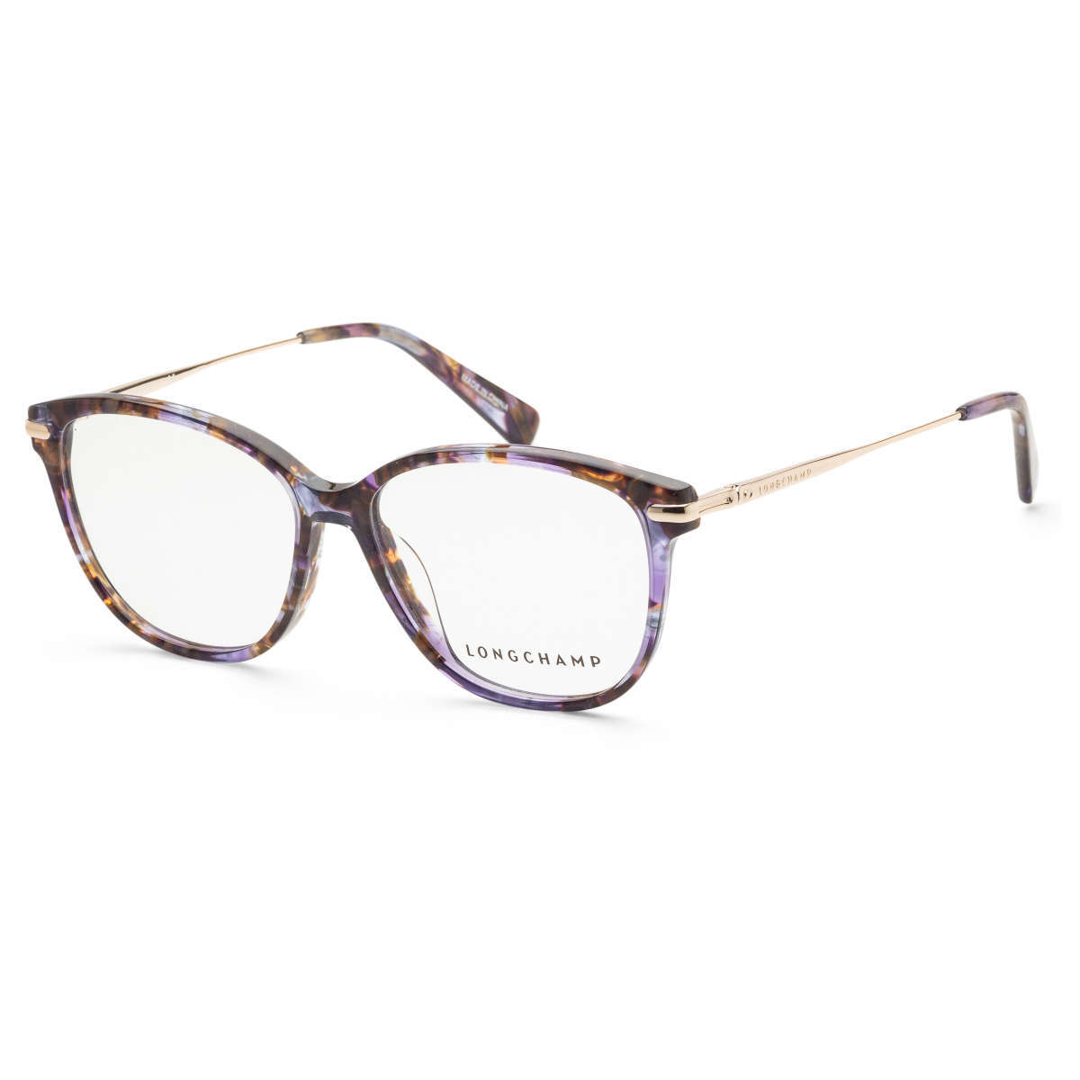 Longchamp Women\'s Square 53mm Eyeglasses Frames Crystal Purple Tortoise LO2669