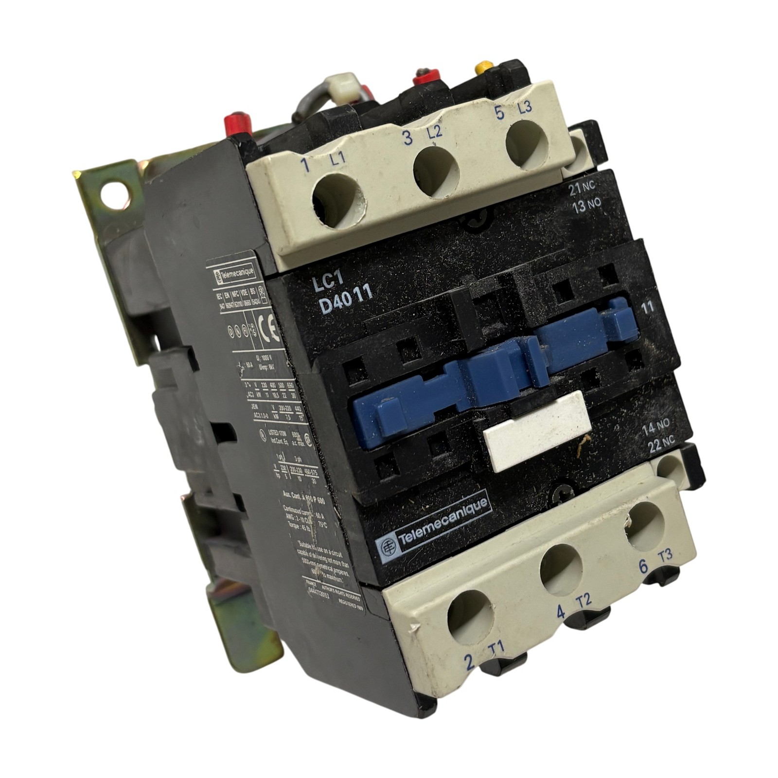 Telemecanique LC1D4011 60A 3-Pole IEC Contactor 1000V with Auxiliary Contacts