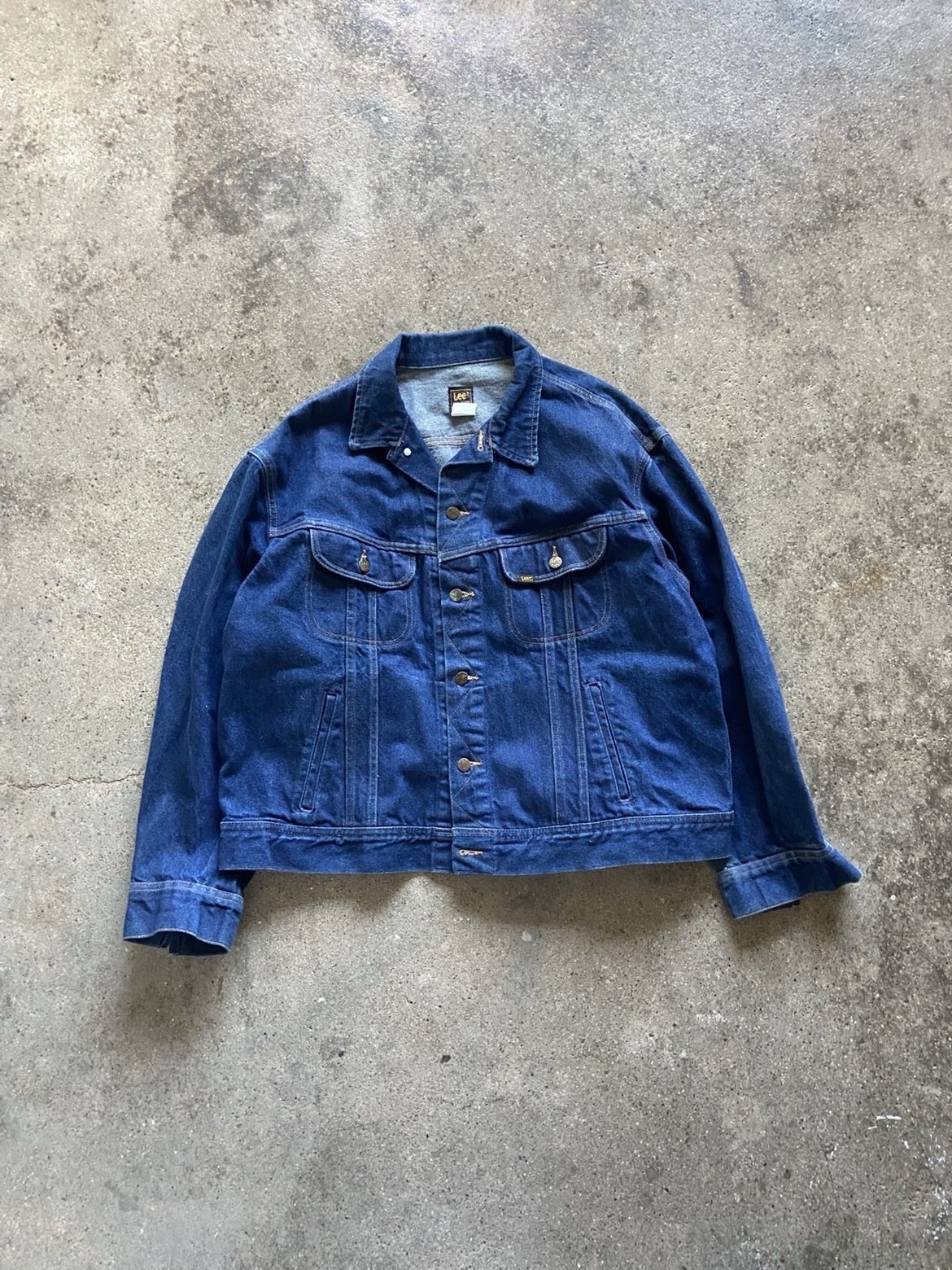 Vintage Lee Rider Denim Western Trucker Jacket Dark Indigo Size 50