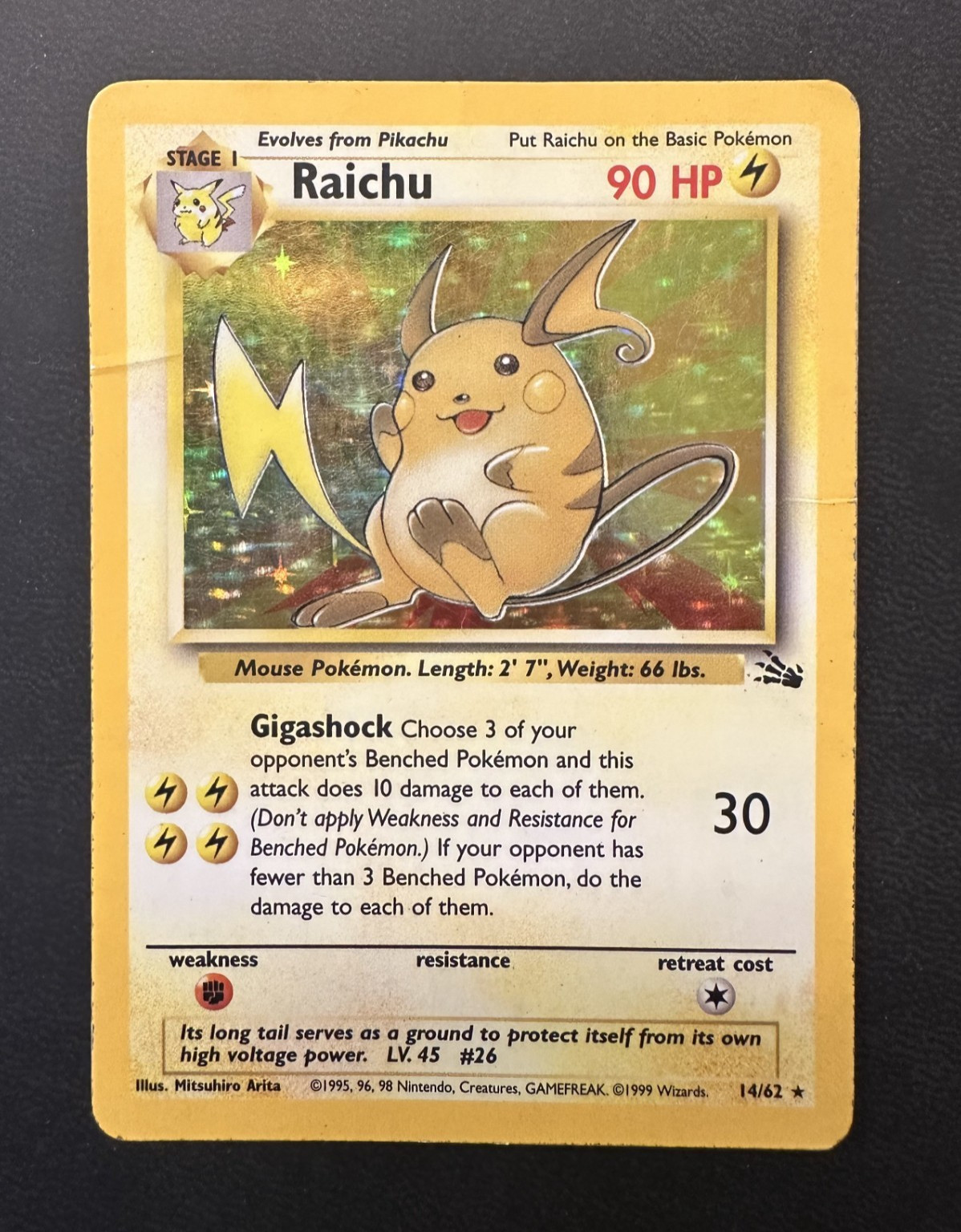 Raichu 14/62 Fossil HOLO Unlimited WoTC Pokémon 1999