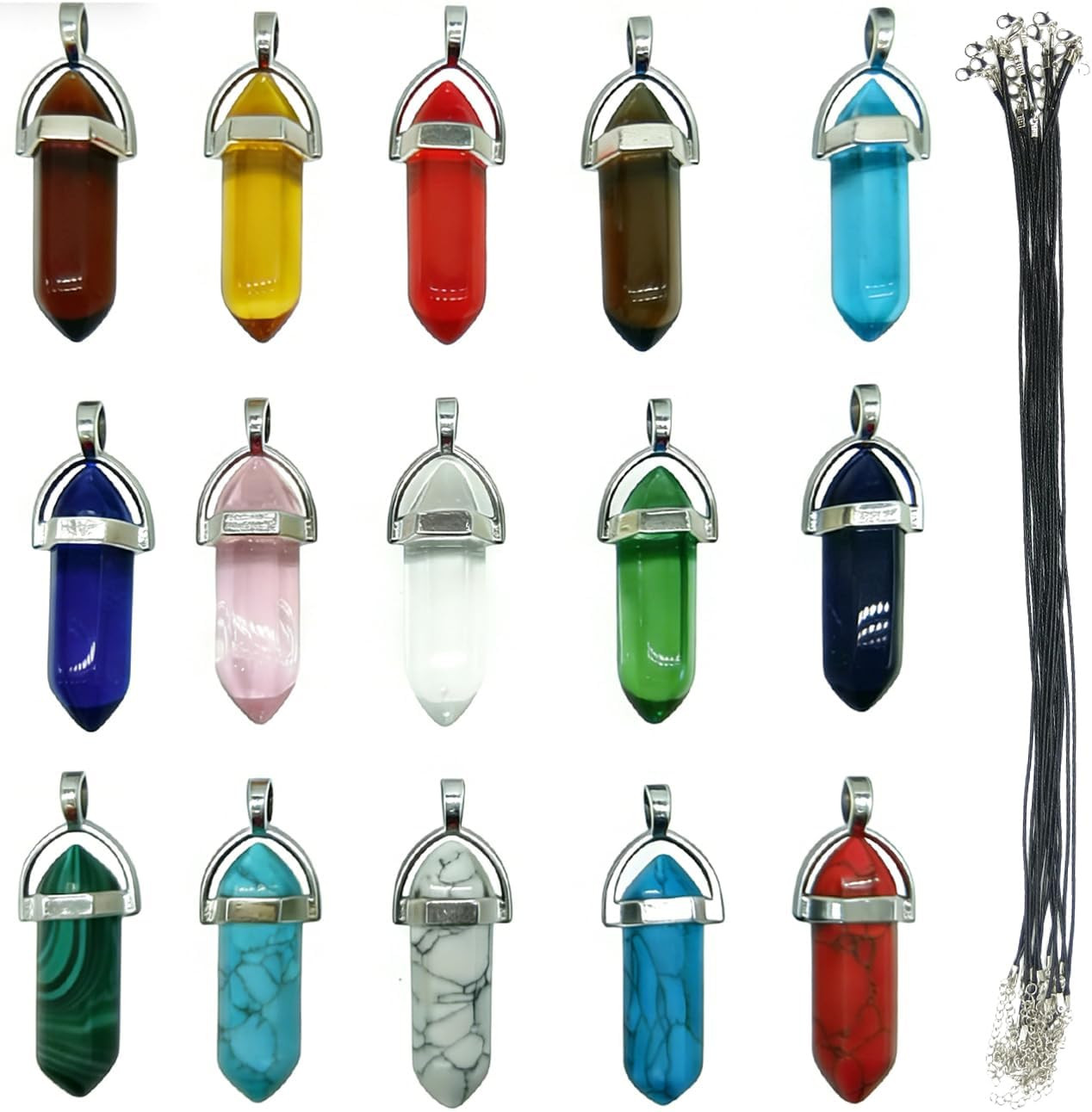 30Pcs/Set DIY Healing Pointed Chakra Beads Crystals Stone Random Color Beads Pen