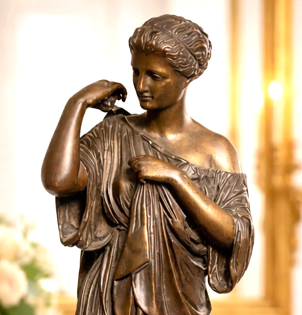 Large 19th Century Antique Bronze Statue Sculpture Neoclassical Woman Grand Tour
