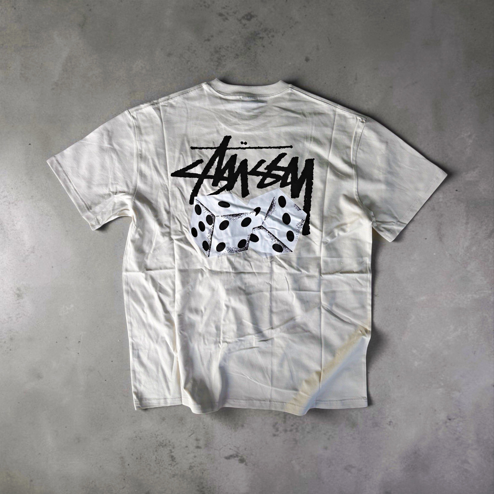 🎲Stüssy AU Pair of Dice Tee Natural Size: L NEW 100% Authentic 