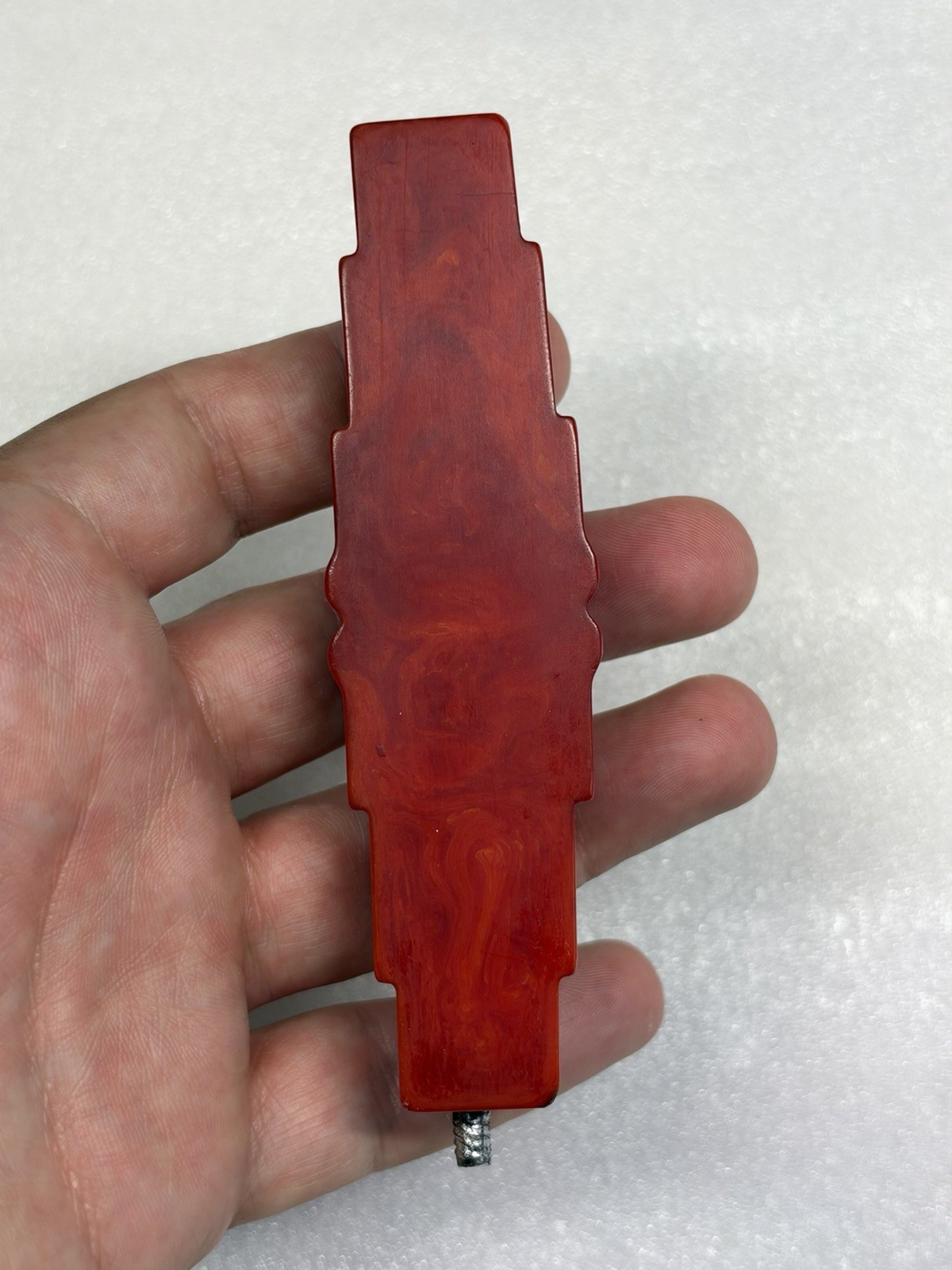 Bakelite Catalin Vintage Red Marbled Piece Rod - 70 Grams Bakelite Catalin Vintage Red Marbled Piece Rod - 70 Grams