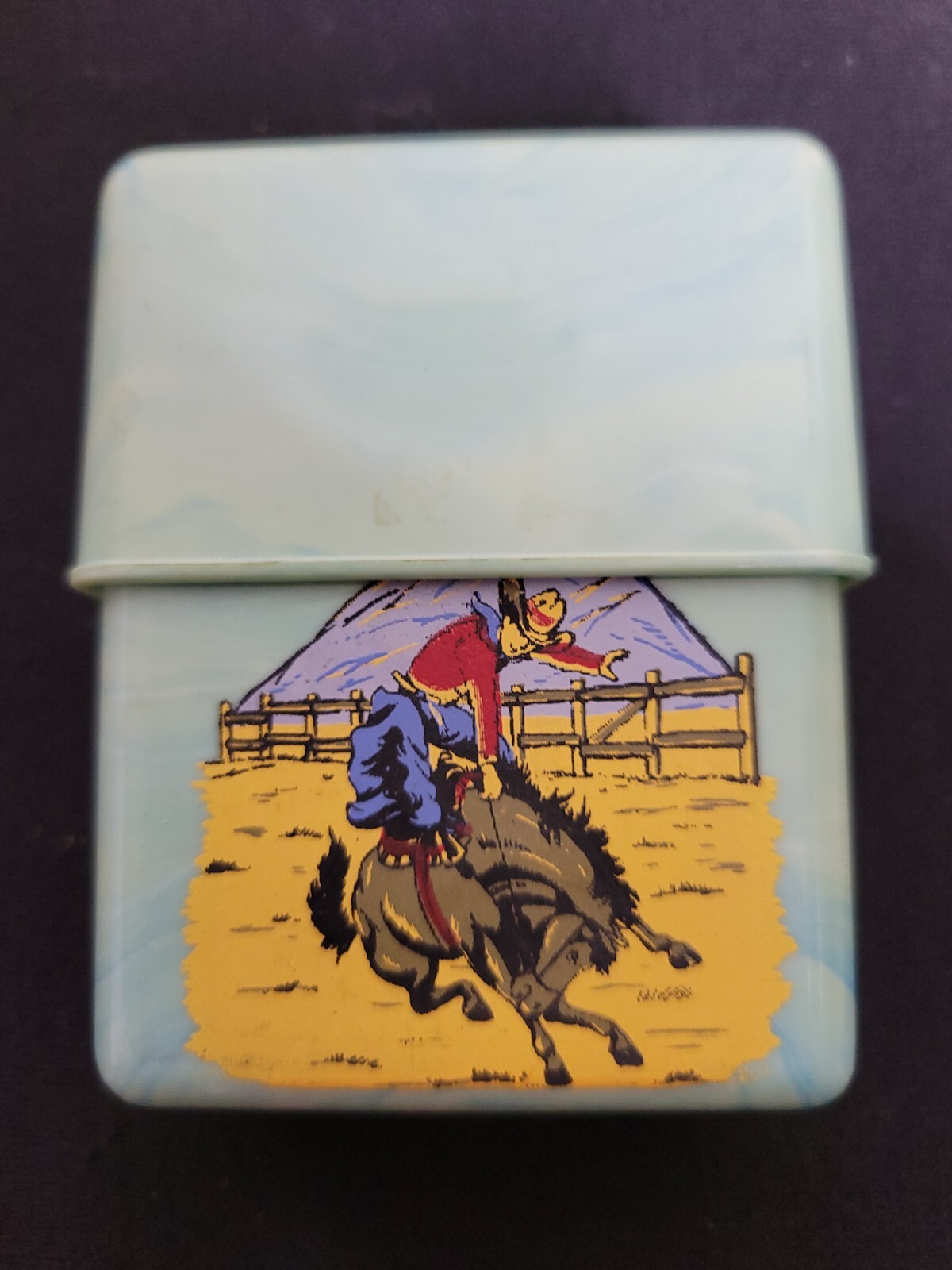 Rare HTF Vintage Child's Green Bakelite Cowboy Travel Soap Case ST