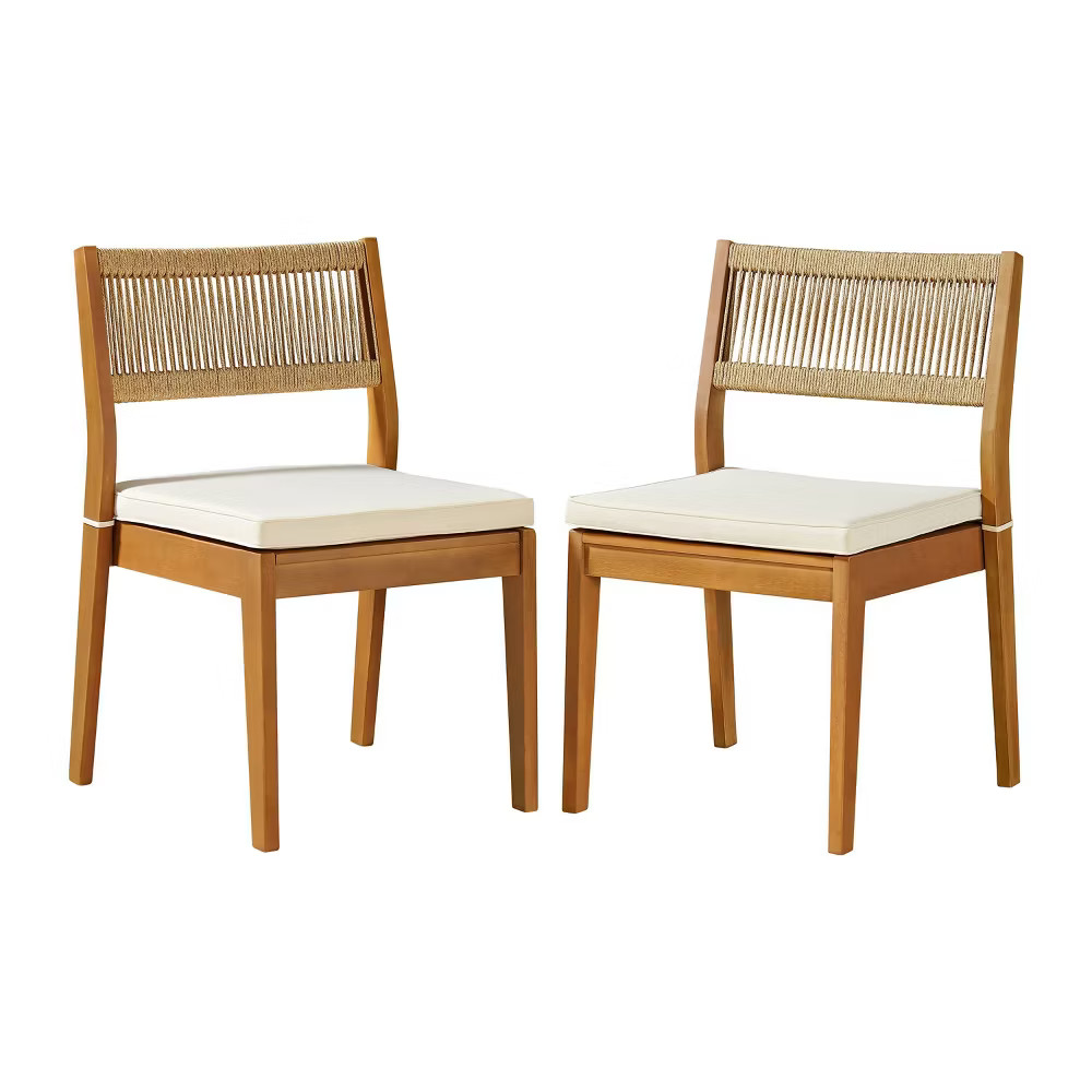 Alaterre Furniture 2pc Barton Outdoor Weather Resistant Stackable Dining Chairs