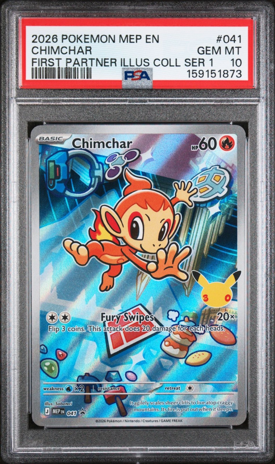 Pokemon Chimchar First Partner Illustration Promo 041 PSA 10