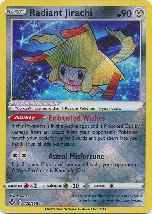 Radiant Jirachi - 120/195 Ultra Rare Silver Tempest NM Pokemon TCG