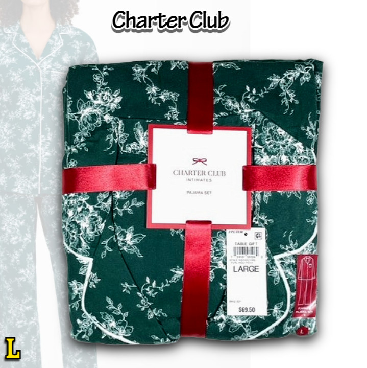 NWT Charter Club Women\'s L 2-Piece Cotton Flannel Packaged Pajama set 100210575 NWT Charter Club Women\'s L 2-Piece Cotton Flannel Packaged Pajama set 100210575