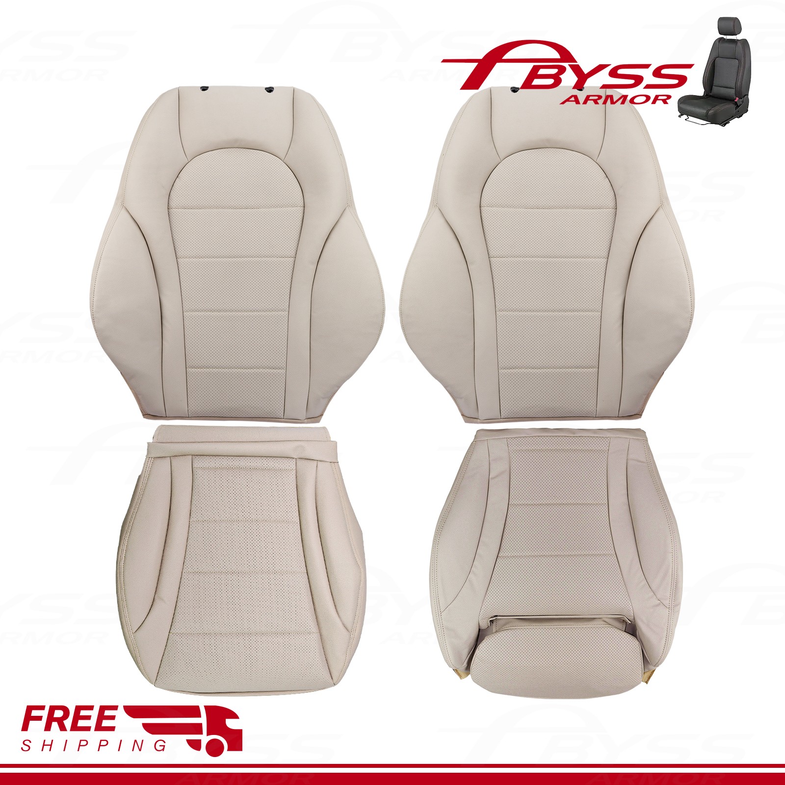 For 2015-21 Mercedes-Benz C300 C-Class Front Bottom Top Leather Seat Cover Beige