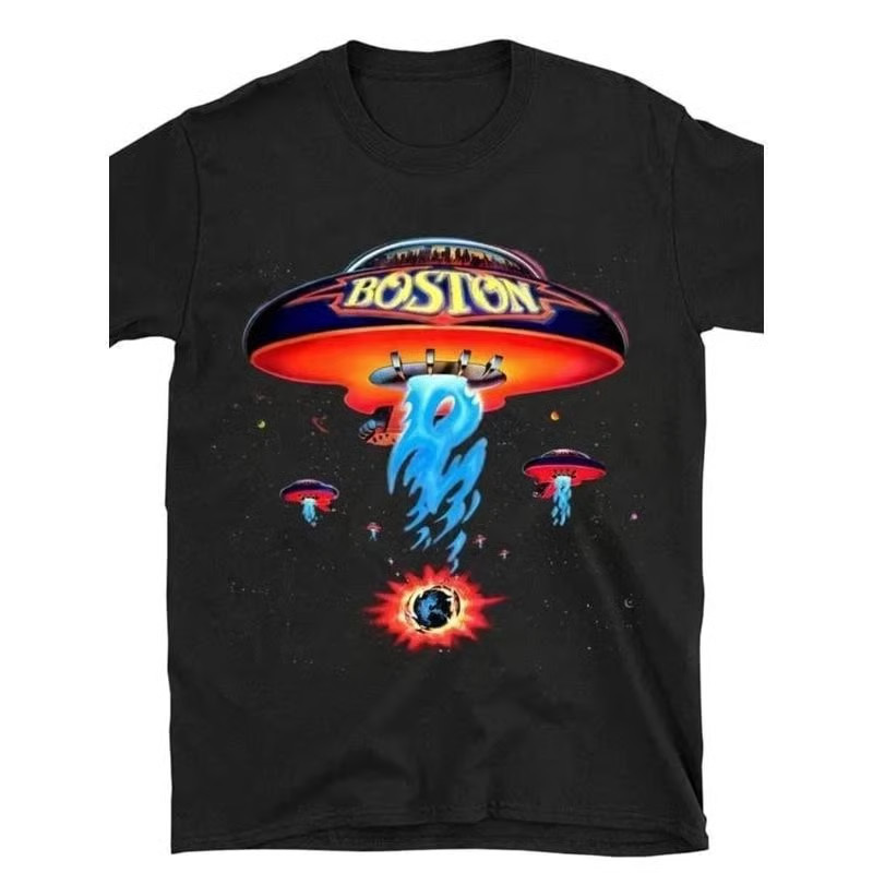 Boston Band T-Shirt Poster Shirt Spaceship Rock Band T-Shirt Men's
