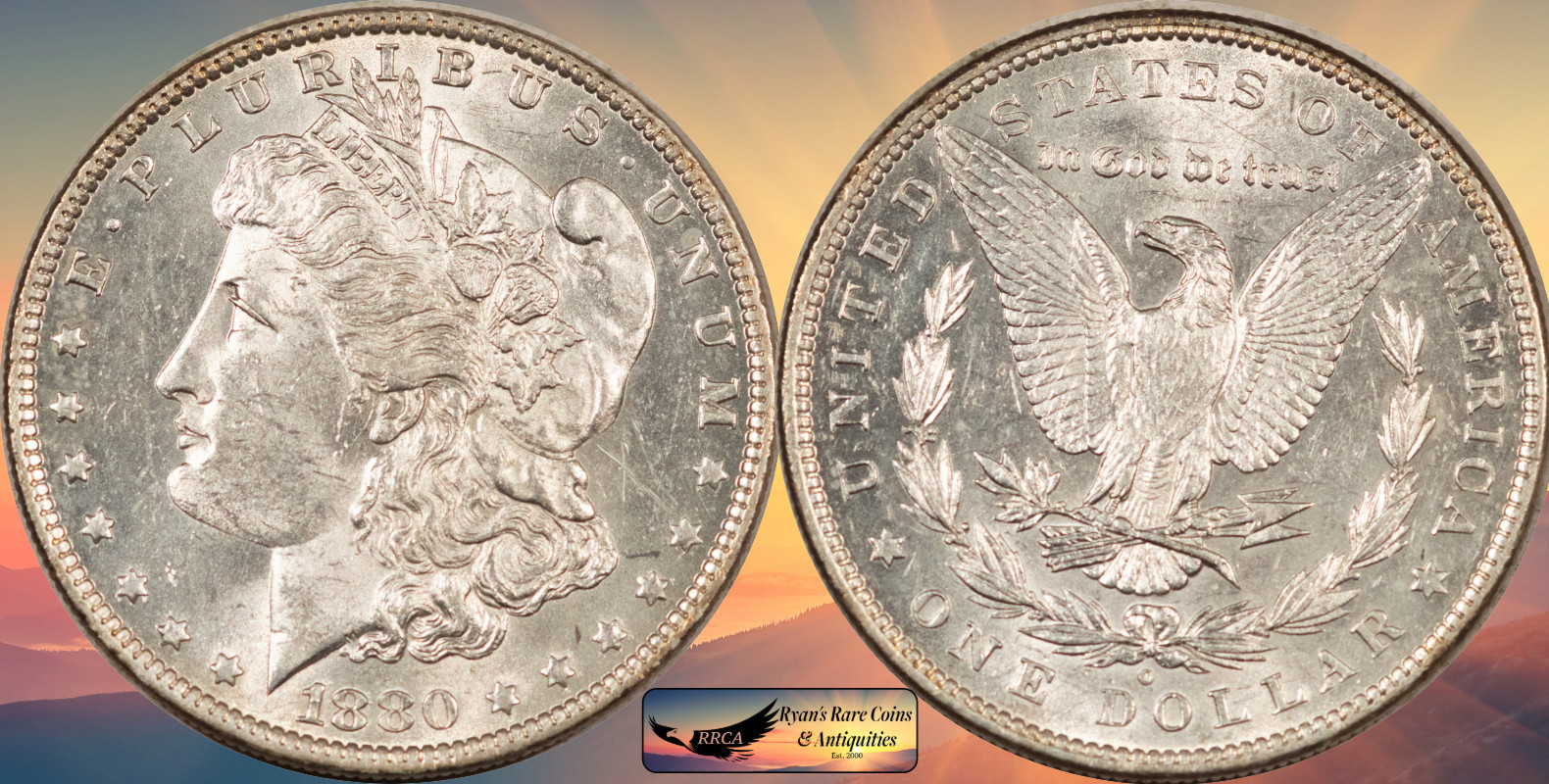 1880 O, Micro O, Morgan Silver Dollar, Uncirculated, Bright White, RRCA, C8572